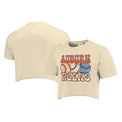 Women's Natural Auburn Tigers Comfort Colors Baseball Cropped T-Shirt