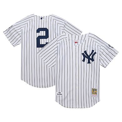 Men's Mitchell & Ness Derek Jeter White New York Yankees 2014 Cooperstown Collection Authentic Throwback Jersey