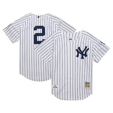 Men's Mitchell & Ness Derek Jeter White New York Yankees 2014 Cooperstown Collection Authentic Throwback Jersey