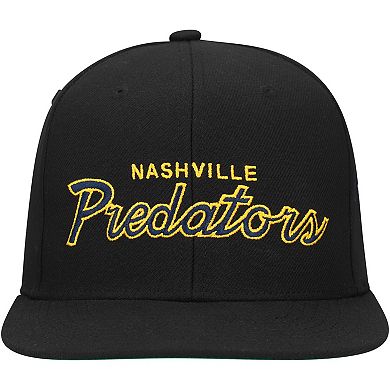 Men's Mitchell & Ness Black Nashville Predators Core Team Script 2.0 Snapback Hat