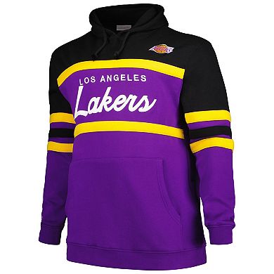 Men's Mitchell & Ness Black Los Angeles Lakers Big & Tall Hardwood Classics Head Coach Pullover Hoodie