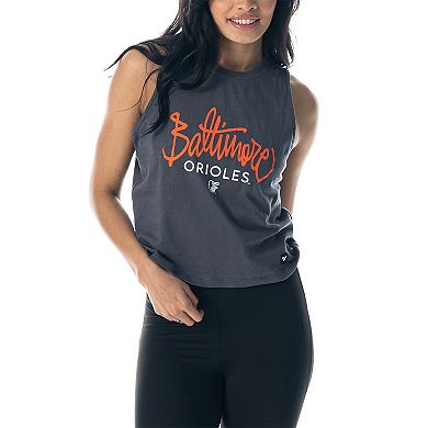 Women's The Wild Collective Charcoal Baltimore Orioles Side Knot Tank Top