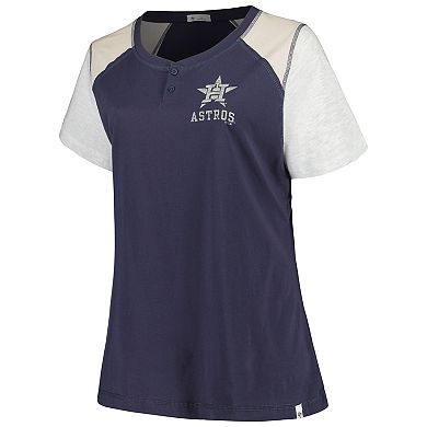 Women's '47 Navy/Gray Houston Astros Plus Size Henley T-Shirt