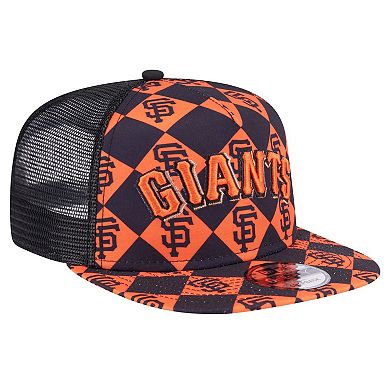 Men's New Era Black San Francisco Giants Seeing Diamonds A-Frame Trucker 9FIFTY Snapback Hat