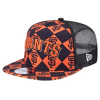 Men's New Era Black San Francisco Giants Seeing Diamonds A-Frame Trucker 9FIFTY Snapback Hat