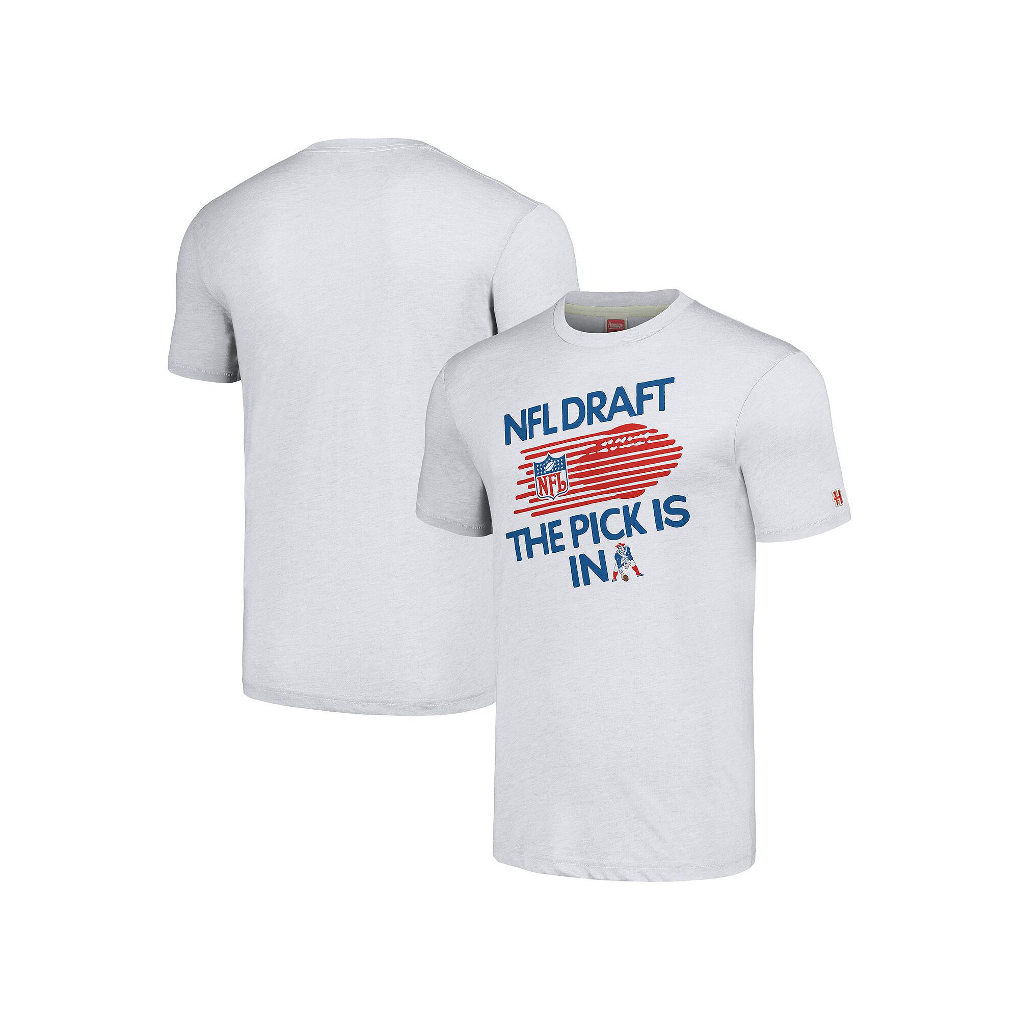 Unisex Homage Heather Gray New England Patriots 2024 Team Draft Tri-Blend T