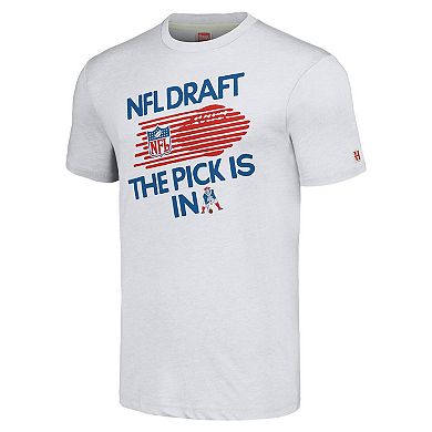 Unisex Homage Heather Gray New England Patriots 2024 Team Draft Tri-Blend T-Shirt