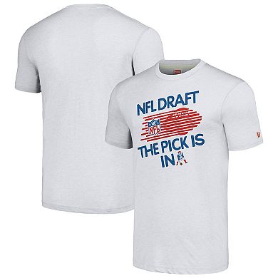 Unisex Homage Heather Gray New England Patriots 2024 Team Draft Tri-Blend T-Shirt