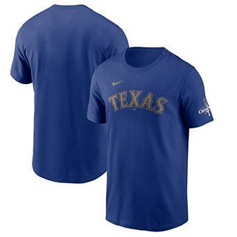 Men's Nike Royal Texas Rangers 2024 Gold Collection Wordmark T-Shirt