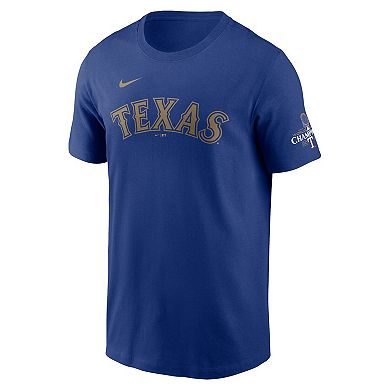 Men's Nike Royal Texas Rangers 2024 Gold Collection Wordmark T-Shirt