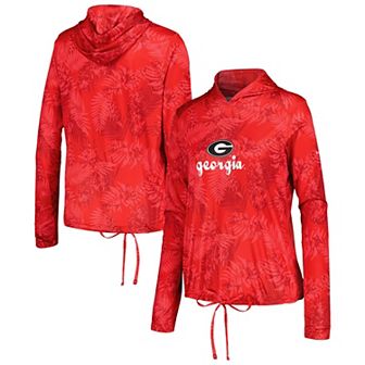 Women's Columbia Red Georgia Bulldogs Summerdry Printed Long Sleeve Hoodie T-Shirt