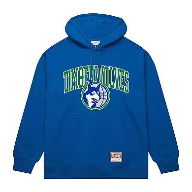 Men's Mitchell & Ness Blue Minnesota Timberwolves Hardwood Classics Vintage Logo Pullover Hoodie