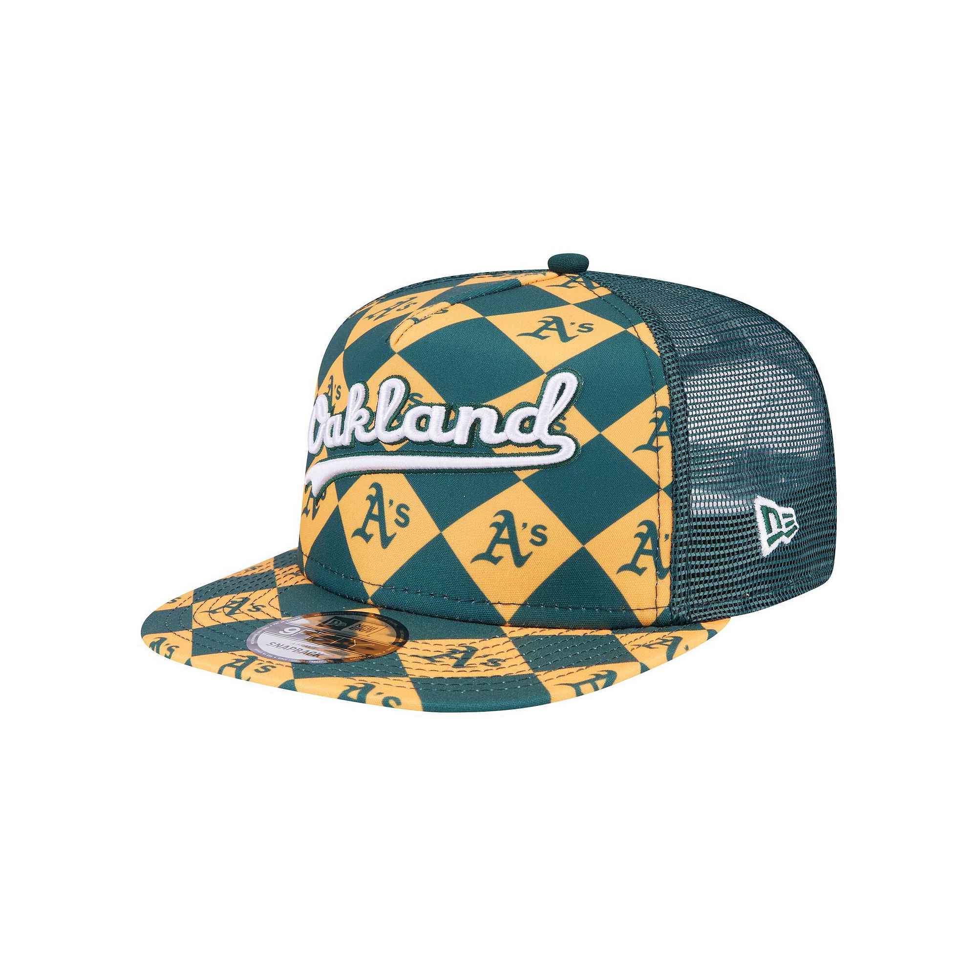 Mens New Era Green Oakland Athletics Seeing Diamonds A-Frame Trucker 9FIFT