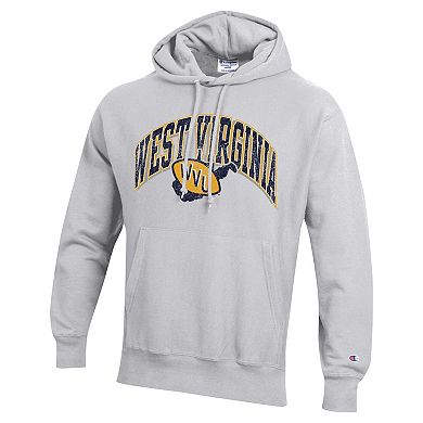 Men's Champion Heather Gray West Virginia Mountaineers Vault Late Night Reverse Weave Pullover Hoodie