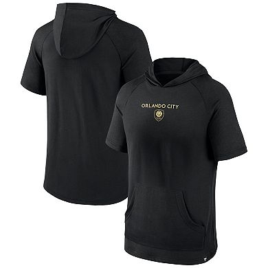 Men's Fanatics Branded Black Orlando City SC Match Raglan Short Sleeve Pullover Hoodie