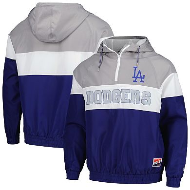 Men's New Era Royal Los Angeles Dodgers Ripstop Raglan Quarter-Zip Hoodie Windbreaker Jacket