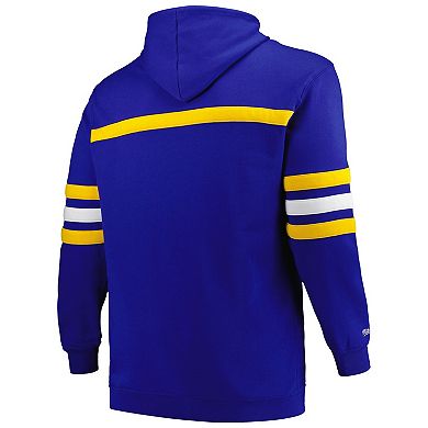 Men's Mitchell & Ness Royal Golden State Warriors Big & Tall Hardwood Classics Head Coach Pullover Hoodie