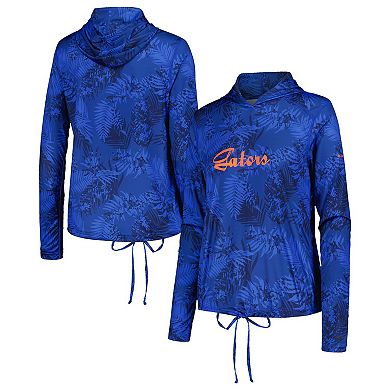Women's Columbia Royal Florida Gators Summerdry Printed Long Sleeve Hoodie T-Shirt