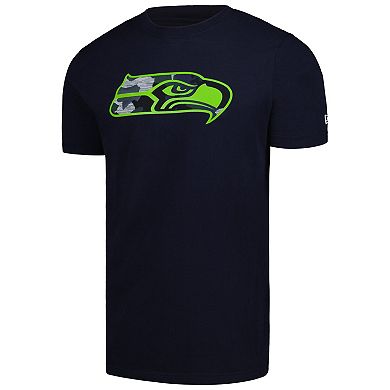 Men's New Era College Navy Seattle Seahawks Camo Logo T-Shirt