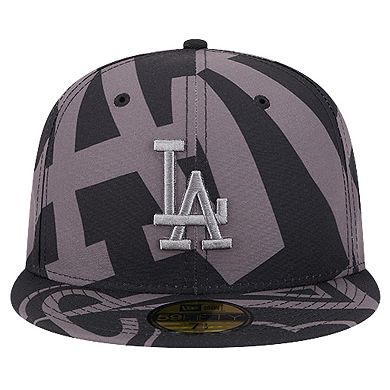 Men's New Era Black Los Angeles Dodgers Logo Fracture 59FIFTY Fitted Hat