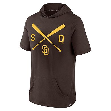 Men's Fanatics Branded Brown San Diego Padres Iconic Rebel Short Sleeve Pullover Hoodie