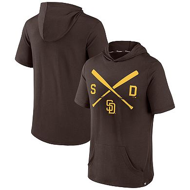 Men's Fanatics Branded Brown San Diego Padres Iconic Rebel Short Sleeve Pullover Hoodie