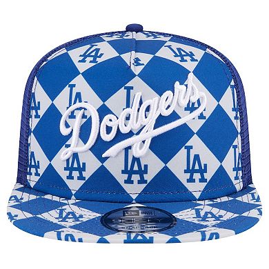 Men's New Era Royal Los Angeles Dodgers Seeing Diamonds A-Frame Trucker 9FIFTY Snapback Hat