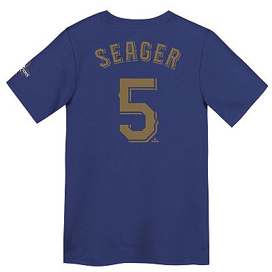 Toddler Nike Corey Seager Blue Texas Rangers 2024 Gold Collection Name & Number T-Shirt