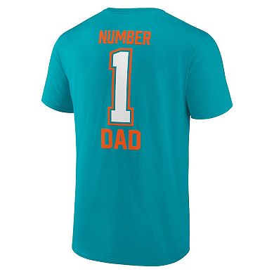 Men's Fanatics Branded Aqua Miami Dolphins #1 Dad T-Shirt