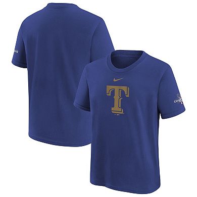 Youth Nike Royal Texas Rangers 2024 Gold Collection Logo T-Shirt