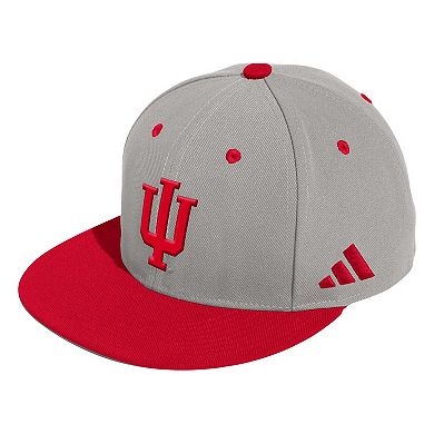 Men's adidas Gray Indiana Hoosiers On-Field Baseball Fitted Hat