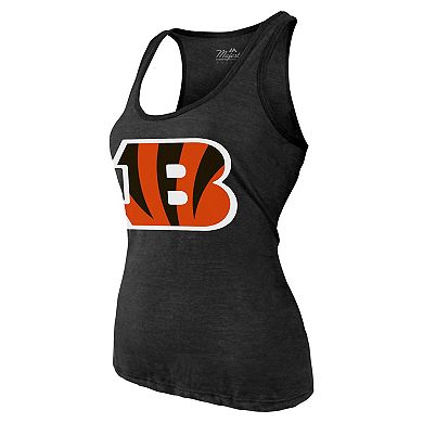 Women's Majestic Threads Joe Burrow Black Cincinnati Bengals Name & Number Tri-Blend Tank Top