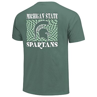 Women's Green Michigan State Spartans Comfort Colors Checkered Mascot T-Shirt