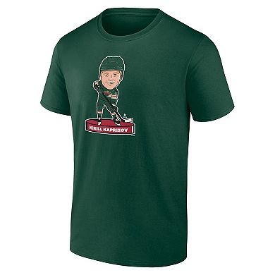 Men's Fanatics Branded Kirill Kaprizov Green Minnesota Wild Player Bobblehead T-Shirt