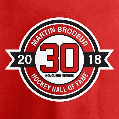 Youth Fanatics Branded Martin Brodeur Red New Jersey Devils Hall of Fame T-Shirt