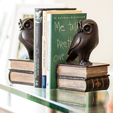 Owl On Books Bookend Set