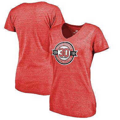 Women's Fanatics Branded Martin Brodeur Red New Jersey Devils Hall of Fame V-Neck Tri-Blend T-Shirt