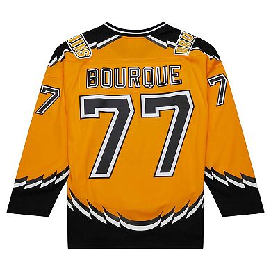 Men's Mitchell & Ness Ray Bourque Gold Boston Bruins  1996/97 Captain Patch Blue Line Player Jersey