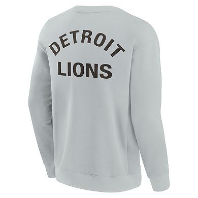 Unisex Fanatics Signature Gray Detroit Lions Super Soft Pullover Crew Sweatshirt