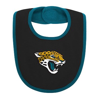 Newborn & Infant Teal/Black Jacksonville Jaguars Home Field Advantage Three-Piece Bodysuit, Bib & Booties Set