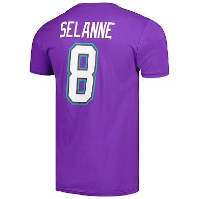 Men's Mitchell & Ness Teemu Selanne Purple Anaheim Ducks  Name & Number T-Shirt