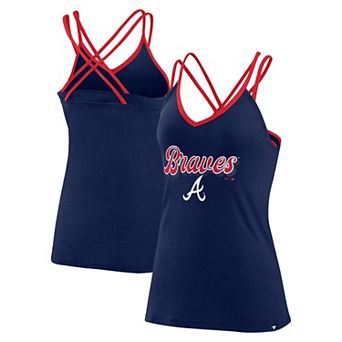 Women's Fanatics Branded Navy Atlanta Braves Go For It Strappy V-Neck Tank Top