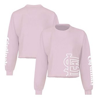 Women's Fanatics Branded Pink St. Louis Cardinals Cropped Slouchy Long Sleeve T-Shirt