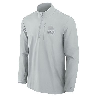 Men's Fanatics Gray Cleveland Browns Front Office Micro Tonal Quarter-Zip Pullover