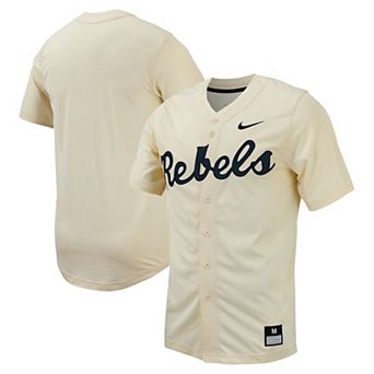 Men's Nike Cream Ole Miss Rebels Replica Full-Button Baseball Jersey