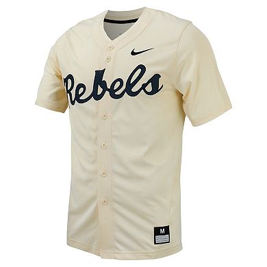 Men's Nike Cream Ole Miss Rebels Replica Full-Button Baseball Jersey