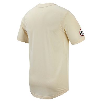 Men's Nike Cream Ole Miss Rebels Replica Full-Button Baseball Jersey