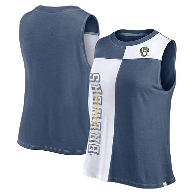 Women's Fanatics Branded Navy/White Milwaukee Brewers Color-Block Tank Top