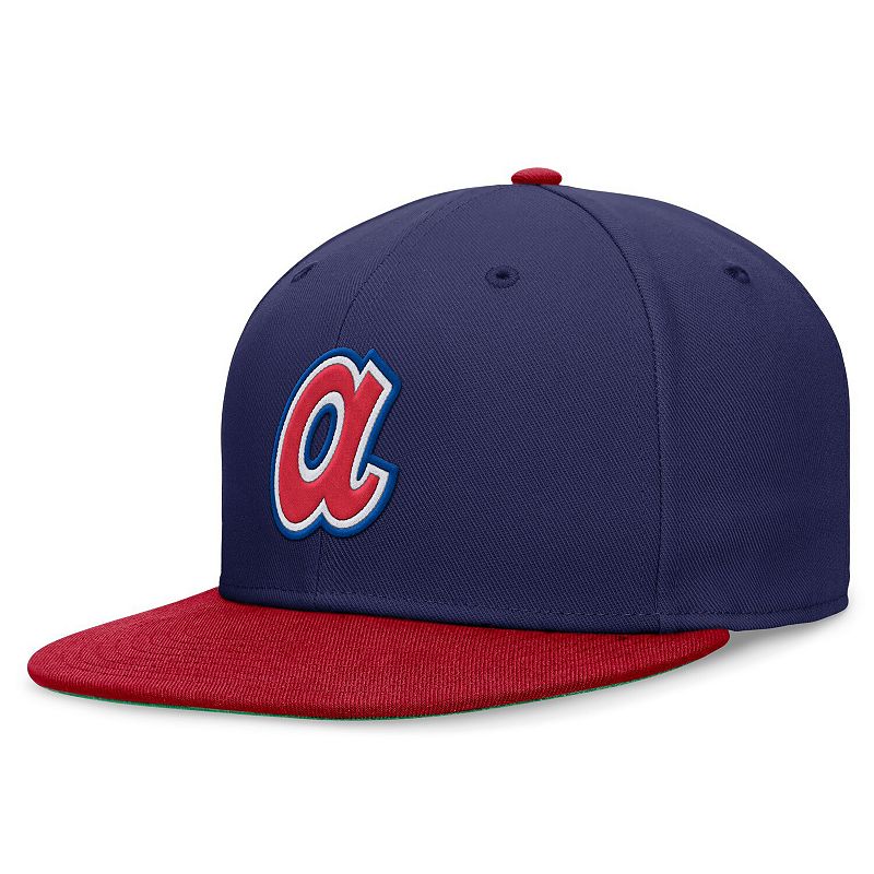 Men's Nike Royal/Red Atlanta Braves Rewind Cooperstown True Performance Fitted Hat, Size: 7 1/8, Blue