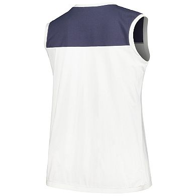 Women's '47 White/Navy Tampa Bay Rays Plus Size Waist Length Muscle Tank Top
